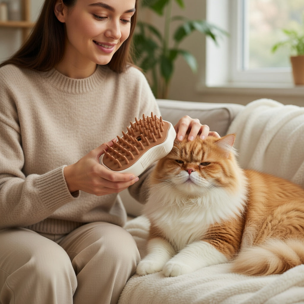 Pet Steam Grooming Brush for Gentle Coat Care